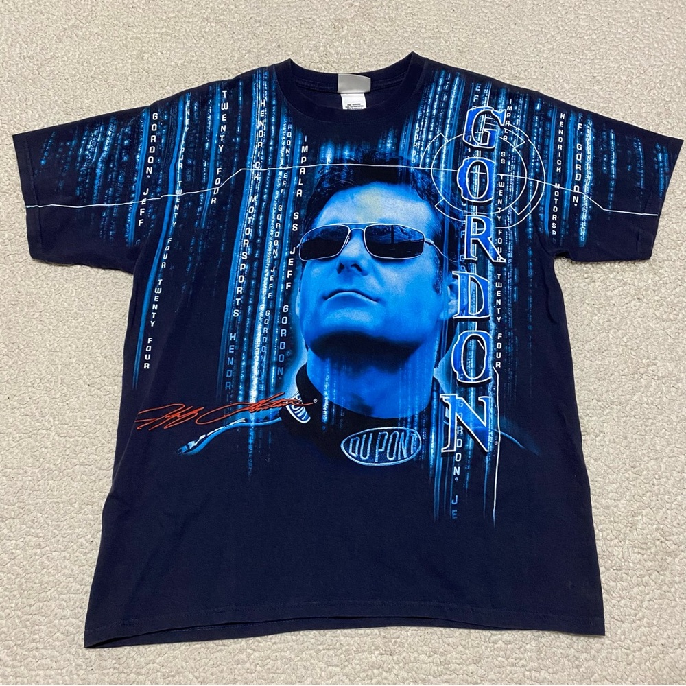 NASCAR Shirt Mens XL Jeff Gordon AOP Matrix Blue Vintage Y2K Chase Authentics